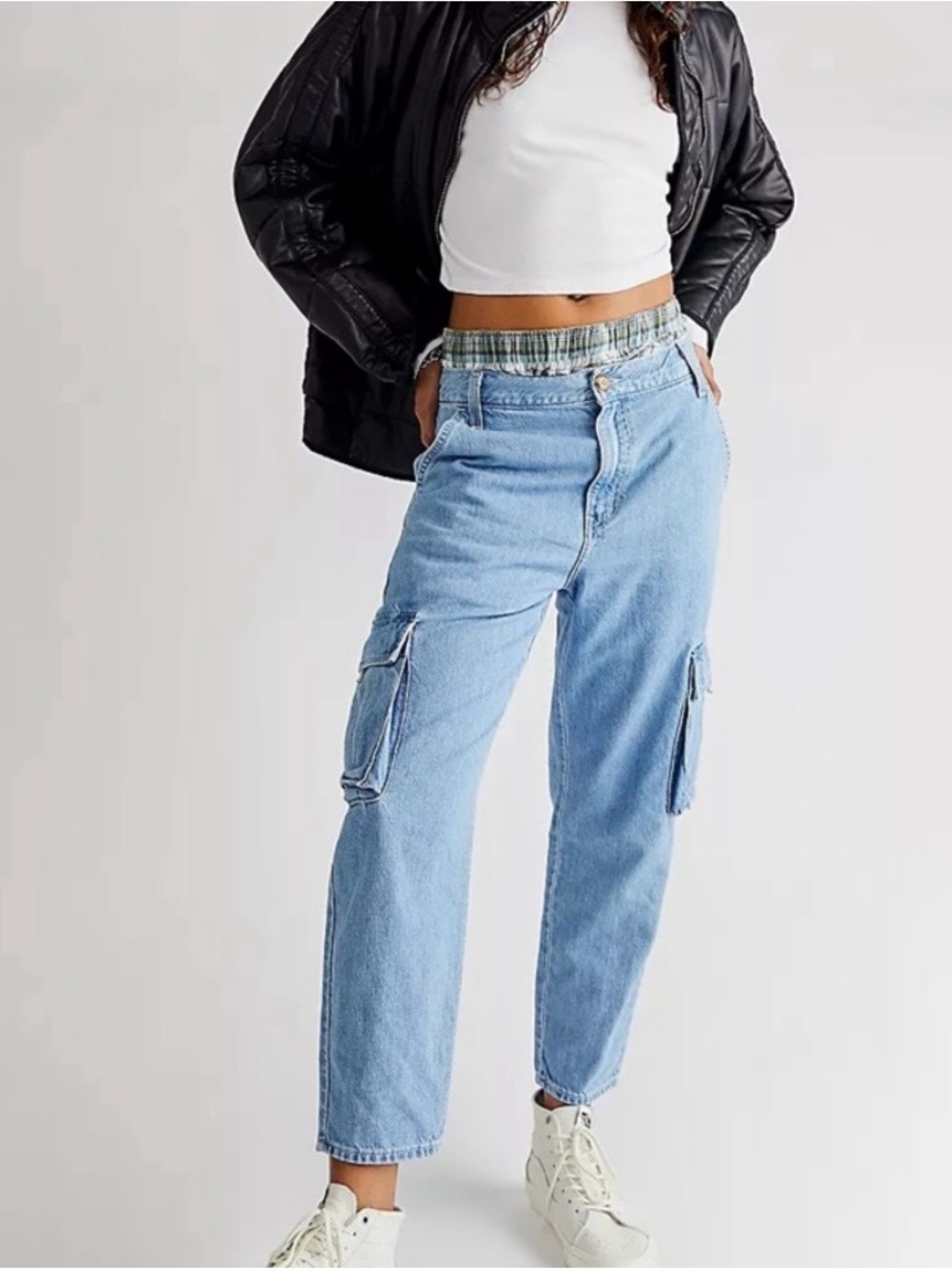 Levi's eco performance COOL Light Blue loose Cargo Jeans for Women 26 pants